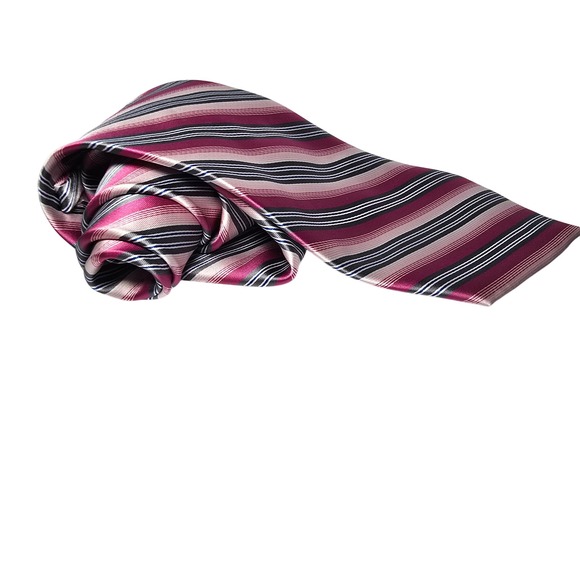 Adolfo Repp Striped Necktie Burgundy, Gray, and Beige - Men's Fashion‎ Accessory - Picture 2 of 3